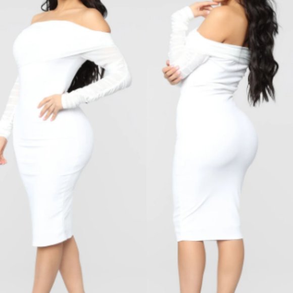 Fashion Nova Dresses & Skirts - Fashion Nova Offshoulder Longsleeve Midi Dress